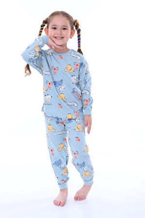 Sevimli Hayvanlar (Koala-Fil-Timsah) Unisex Yavruağzı Pijama Takımı