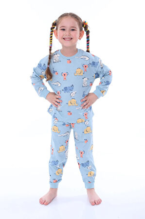 Sevimli Hayvanlar (Koala-Fil-Timsah) Unisex Yavruağzı Pijama Takımı