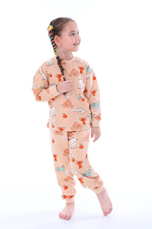 Sevimli Hayvanlar (Koala-Fil-Timsah) Unisex Yavruağzı Pijama Takımı