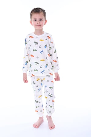 Mavi Traktör Desenli Erkek Çocuk Pijama Takımı