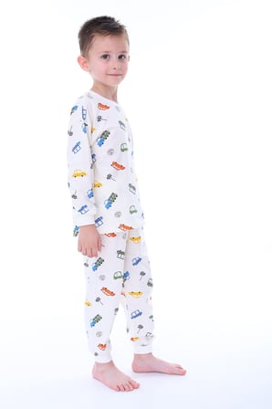 Mavi Traktör Desenli Erkek Çocuk Pijama Takımı