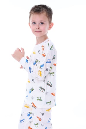 Mavi Traktör Desenli Erkek Çocuk Pijama Takımı
