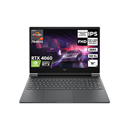 HP Victus 16-S0014NT R7-7840HS 64 GB 1 TBSSD  8GB RTX4060 16.1" 144Hz FHD FreeDos Gaming Laptop 7Z4M5EAAT28