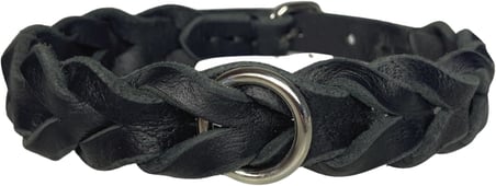 Hakiki Deri Örgü Köpek Tasması (Taba, M (30-40cm))