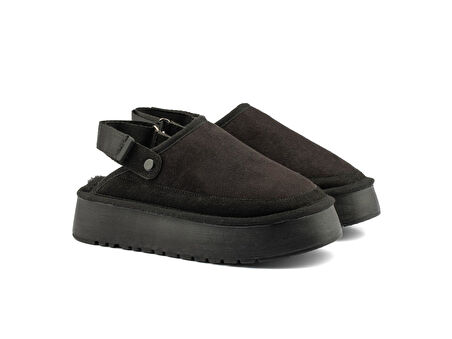 Canberra Kışlık Kadın Ayarlanabilir Kürk Detaylı Yüksek Taban Slipper