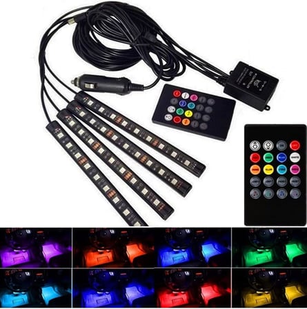 9 Ledli Ayak Altı Led Lamba Sese Ve Müziğe Duyarlı Kumandalı Led Rgb