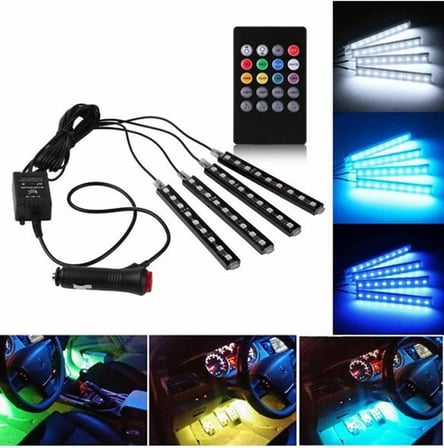 9 Ledli Ayak Altı Led Lamba Sese Ve Müziğe Duyarlı Kumandalı Led Rgb