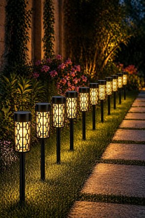 Panter Solar Bahçe Aydınlatması, Balkon Dekorasyonu, Güneş Enerjili 3000K Sarı Gün Işığı Filament LED 100 Lümen Dış Mekan Su Geçirmez Çim Yol Peyzaj Patika Aydınlatma Dekoratif Lamba 57 CM