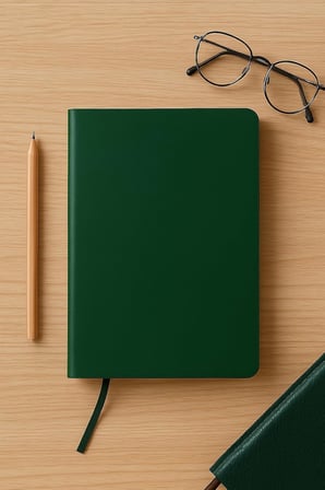 Çizgisiz Not Defteri, Yeşil Deri Kapaklı Defter, 128 Yaprak A5 Defter, Ofis ve Kırtasiye (14cm x 21 cm) (Yeşil Kapak)