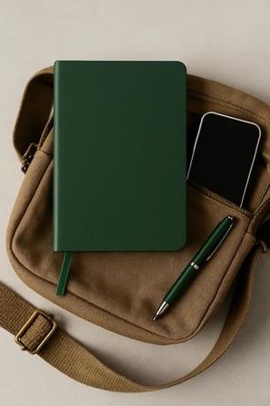 Çizgisiz Not Defteri, Yeşil Deri Kapaklı Defter, 128 Yaprak A5 Defter, Ofis ve Kırtasiye (14cm x 21 cm) (Yeşil Kapak)