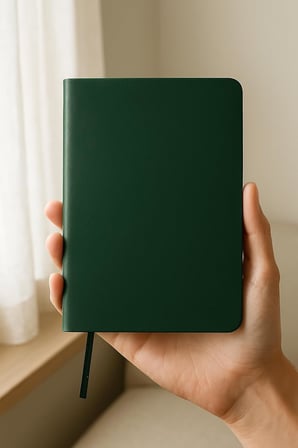 Çizgisiz Not Defteri, Yeşil Deri Kapaklı Defter, 128 Yaprak A5 Defter, Ofis ve Kırtasiye (14cm x 21 cm) (Yeşil Kapak)