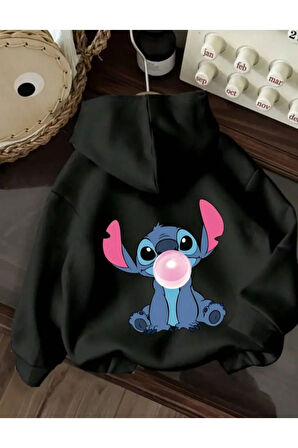 Karakter Baskı Detaylı İçi Polarlı Kapüşonlu Sweatshirt