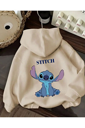 Karakter Baskı Detaylı İçi Polarlı Kapüşonlu Sweatshirt