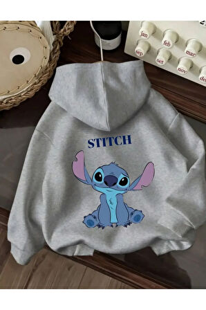 Karakter Baskı Detaylı İçi Polarlı Kapüşonlu Sweatshirt