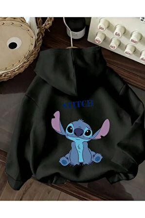 Karakter Baskı Detaylı İçi Polarlı Kapüşonlu Sweatshirt