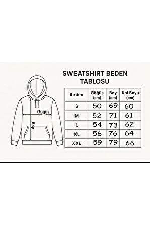 Baskılı İçi Polarlı Kapüşonlu Sweatshirt