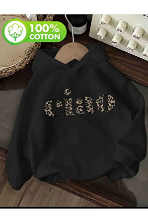 Ciao Yazı Detay Baskılı İçi Polarlı Kapüşonlu Sweatshirt