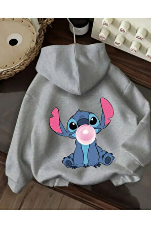 Karakter Baskı Detaylı İçi Polarlı Kapüşonlu Sweatshirt