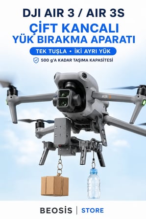 DJI Air 3 / Air 3S Çift Kancalı Drone Yük Bırakma Aparatı – Paket, Olta ve Balık Yemi Bırakma