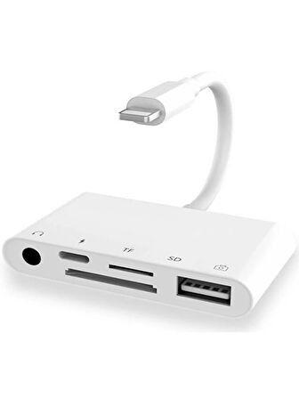 Apple iPad 5'i 1 Arada Lightning to USB TF Okuyucu, Lightning to USB Lightning Kamera adaptörü 3.5mm