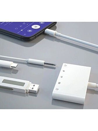 Apple iPad 5'i 1 Arada Lightning to USB TF Okuyucu, Lightning to USB Lightning Kamera adaptörü 3.5mm