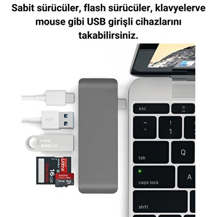 Coofbe 5in1 100W  Type-C Dönüştürücü Çevirici Hub Type-C Usb Tf Sd Kart Dosya Aktarımı Type C To Usb