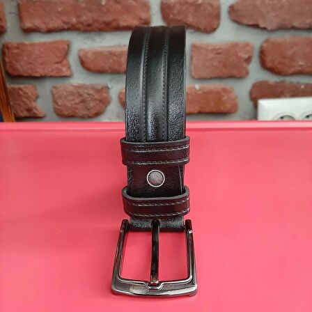 2Erkek Kemer 3,5 Cm. Desenli Siyah Hakiki Deri (Vejetal Dana Derisi) 120 Cm. Gvn-0053