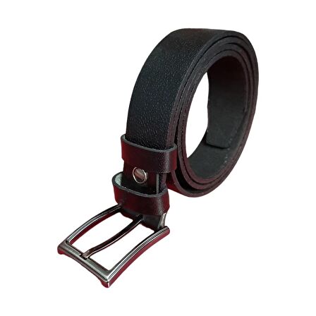 Erkek Kemer 3,5 Cm. Düz Siyah Hakiki Deri (Vejetal Dana Derisi) 110 Cm. Gvn-0055