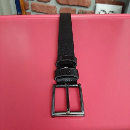 Erkek Kemer 3,5 Cm. Düz Siyah Hakiki Deri (Vejetal Dana Derisi) 120 Cm. Gvn-0055