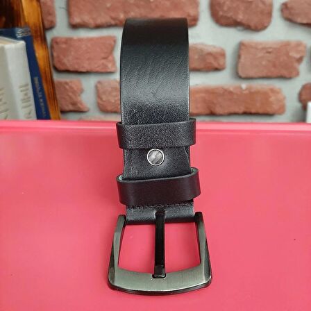 Erkek Spor Kemer 4,5 Cm. Düz Siyah Hakiki Deri (Vejetal Dana Derisi) 135 Cm. Gvn-0056
