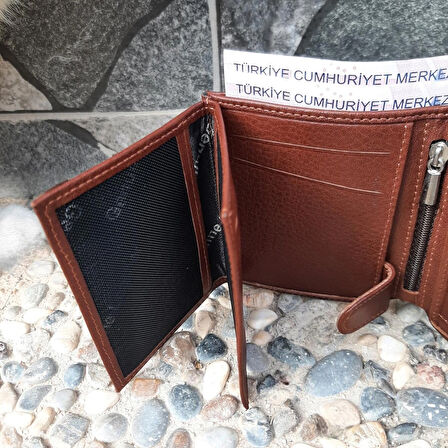 Hakiki Deri Erkek Bozuk Para Gözlü Taba Mini Cüzdan gvn-0131