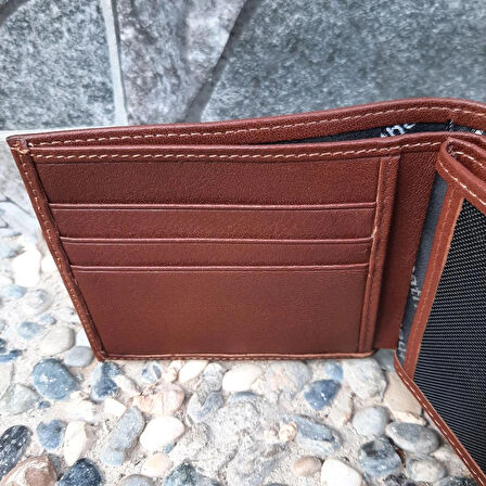 Hakiki Deri Erkek Bozuk Para Gözlü Çıtçıtlı Taba Cüzdan gvn-0134