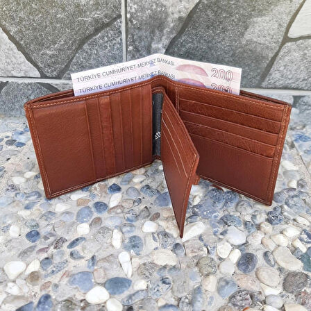 Hakiki Deri Erkek Yatay Büyük Boy Taba Cüzdan gvn-0136