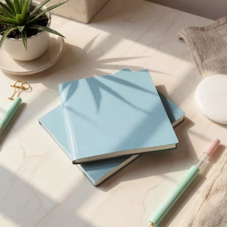 Defter, Çizgisiz Not Defteri – PU Deri Not Defteri – 16,5x16,5 cm, 96 Yaprak (192 Sayfa), 90 gr Ivory Kağıt, Esnek Kapak, Ofis ve Kırtasiye (Buz Mavi)