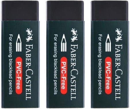 Faber Castell Kopya - Pvc Free No:20 Büyük Boy Siyah Silgi(3 Adet)