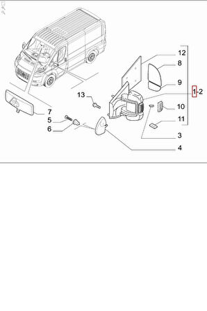 Boxer Jumper Ducato 3 Ayna Sağ Uzun Kol (Art M0011409-73542498-E2304)