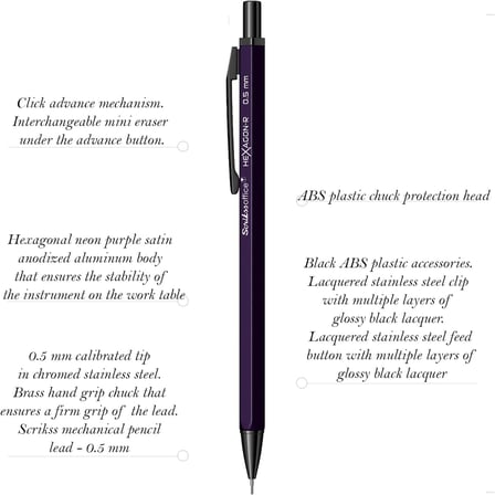 Scrikss Office Hexagonr Mekanik Kurşun Kalem Mor 0.5 Mm