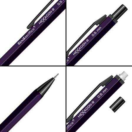 Scrikss Office Hexagonr Mekanik Kurşun Kalem Mor 0.5 Mm