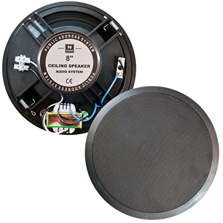 ALÇIPAN TAVAN HOPARLÖR 20CM 100V TRAFOLU SİYAH NWORK C-8BT