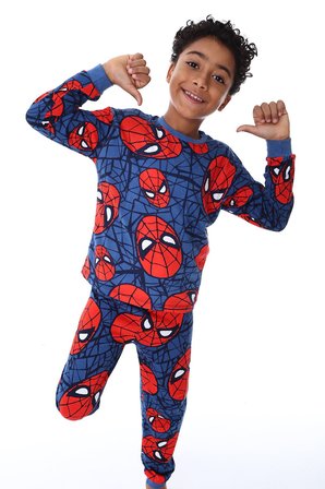 Süper Kahraman Örümcek Adam Desenli %100 Pamuk Erkek Çocuk Pijama Takımı