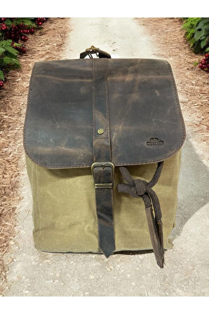 Deri Kanvas Tek Bölmeli Büzgülü Kapaklı Vintage Disayn Sırt Gezi Çantası Gds Erica Çanta 7120