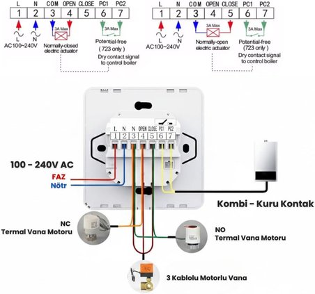 WiFi Kablolu Akıllı Oda Termostatı (Tuya ve Smart Life Uyumlu)