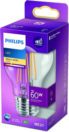 Philips LED Classic 60W A60 E27 Non-Dim 2700K Sarı Işık LED Filament Ampul