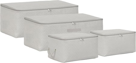 4'lü Gri Balıksırtı Hurç Set 2 Adet 30 x 22 x 18/2 Adet 52 x 28 x 21 cm