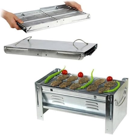 Laptop Stil Seyyar Mangal Barbekü Pratik Portatif Katlanır Bagaj Çanta Tipi Kamp ve Piknik Mangalı