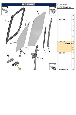 Boxer Jumper Ducato3 Cam Açma Düğme Sol Komple Brasse (Brs6490X9-6490X9-735487423)