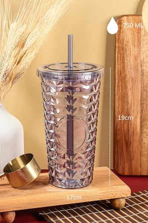 Pipetli Mika Bardak 750 ml Kapaklı İçecek Bardağı, CAN.7263.OEA