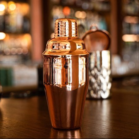 Bakır Rengi Kokteyl Seti, Paslanmaz Çelik, Shaker, Jigger, Karıştırma Kaşığı, Süzgeç ve Muddler (shaker 500 ml)