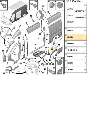 Boxer Jumper Ducato3 Arka Çamurluk Ön Çıtası Sol Orj (P8547X1)