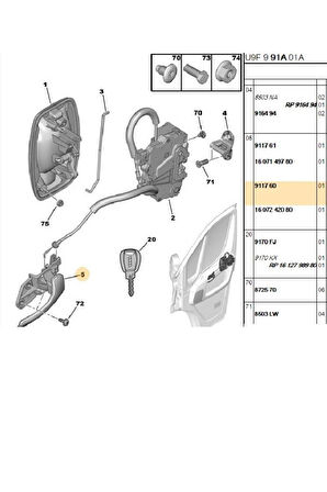 Boxer Jumper Ducato3 Ön İç Açma Kolu Sağ Orj (P911760)